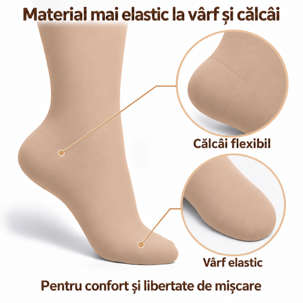 Material elastic în zona călcâiului și a degetelor